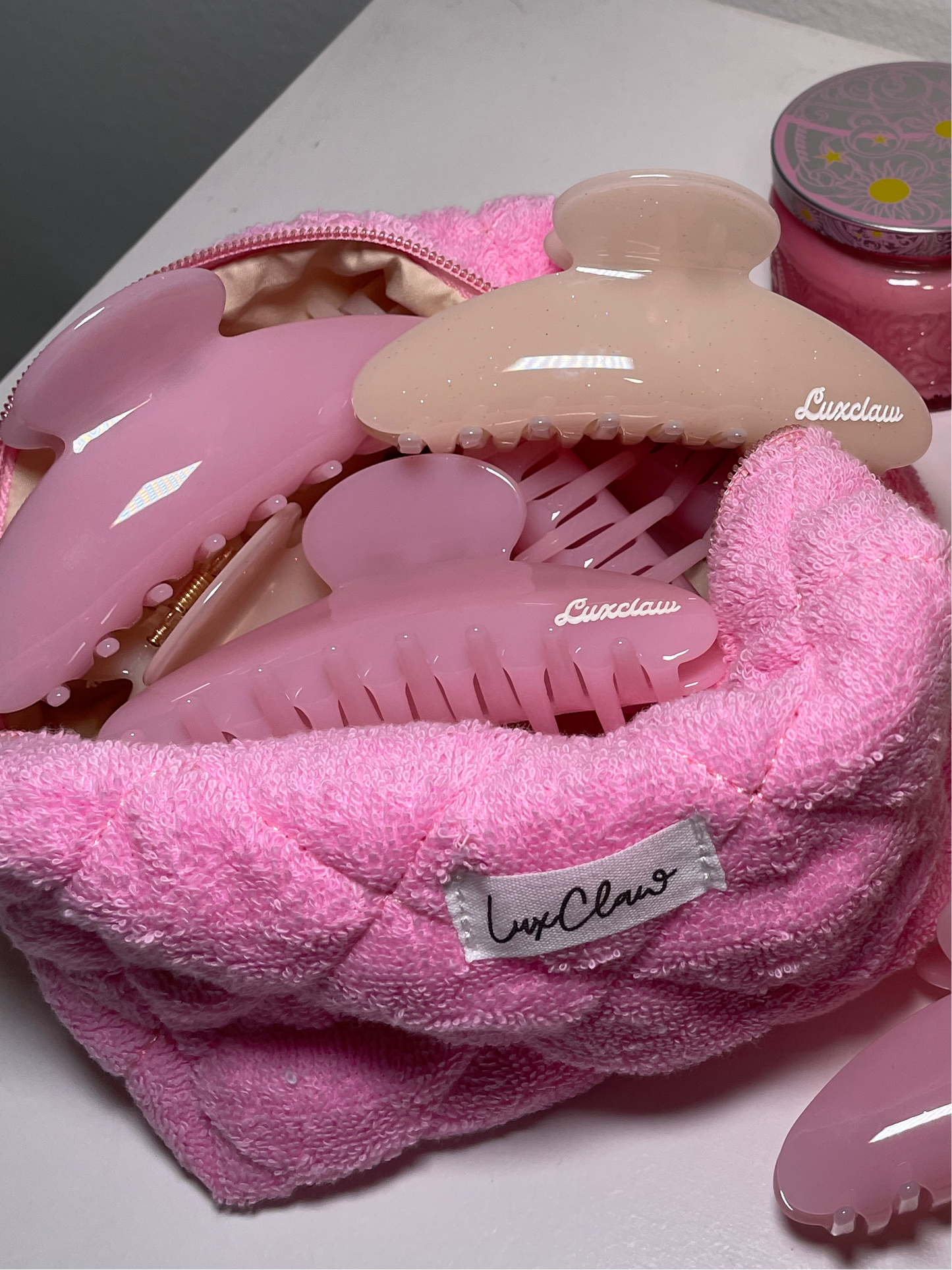 LuxClaw Makeup Bag in " Pink Bubble Gum"