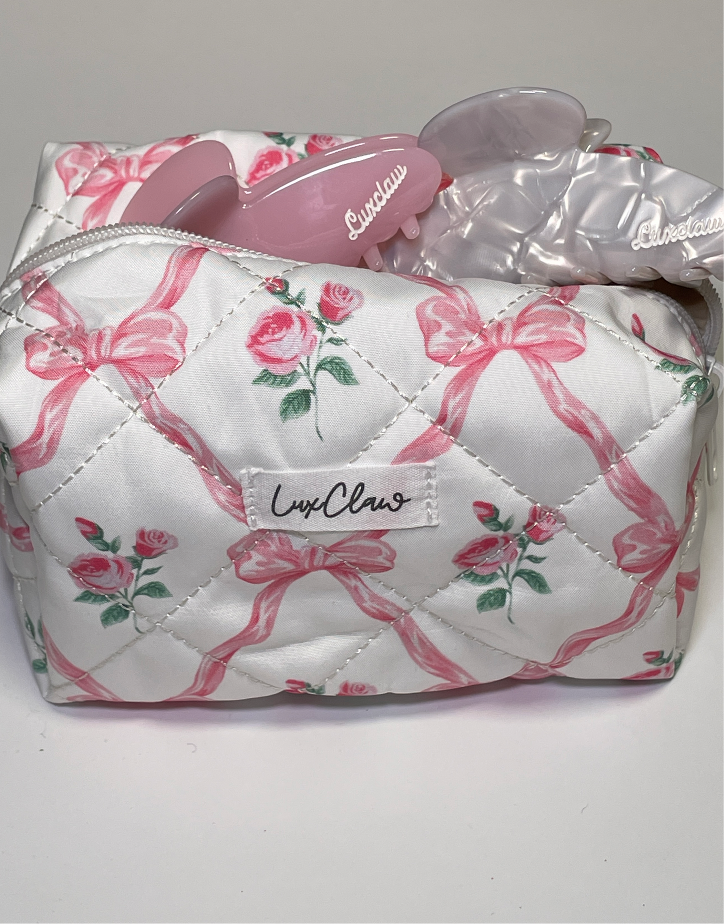 LuxClaw Makeup Bag in "Ruffle Rose"