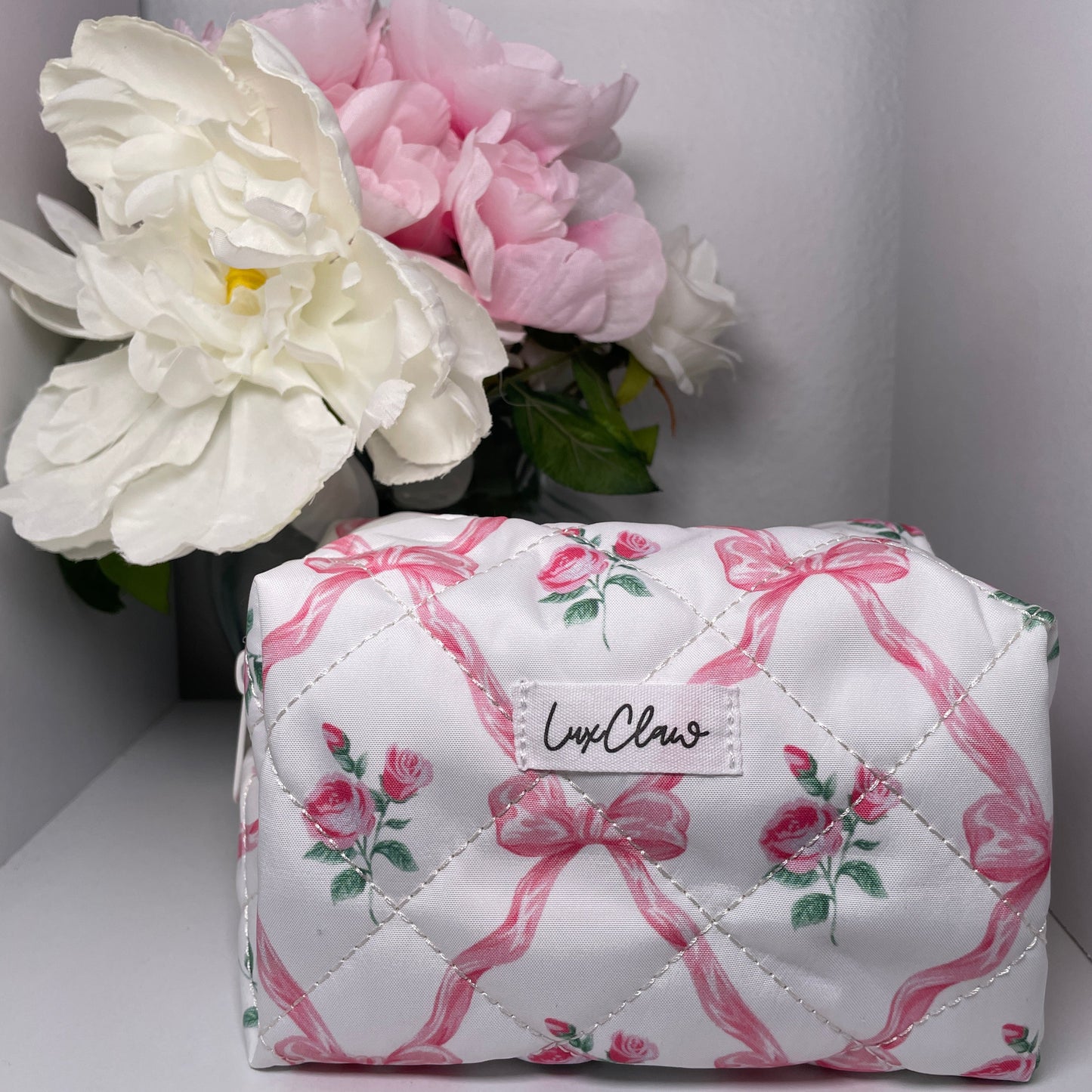 LuxClaw Makeup Bag in "Ruffle Rose"