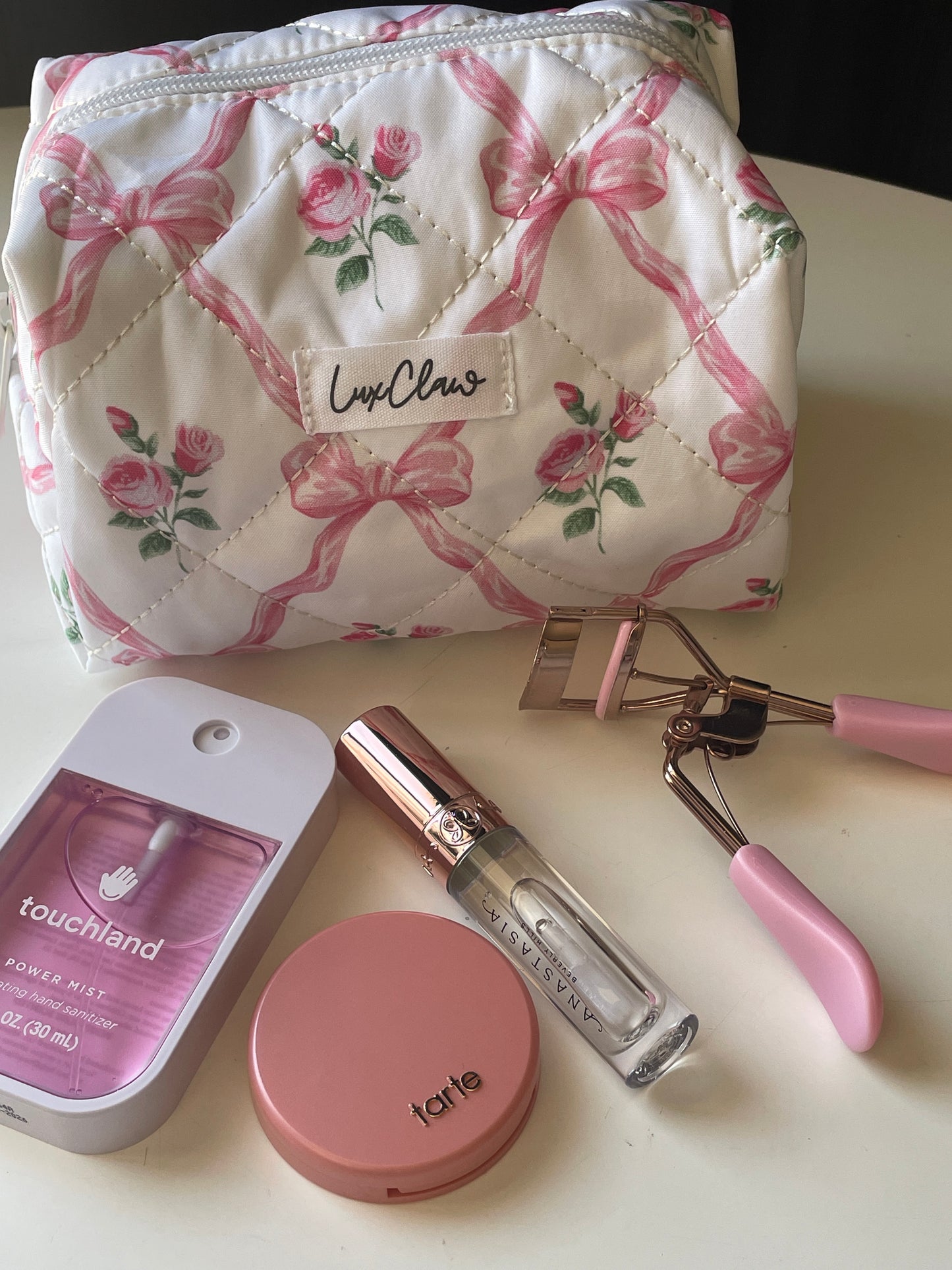 LuxClaw Makeup Bag in "Ruffle Rose"